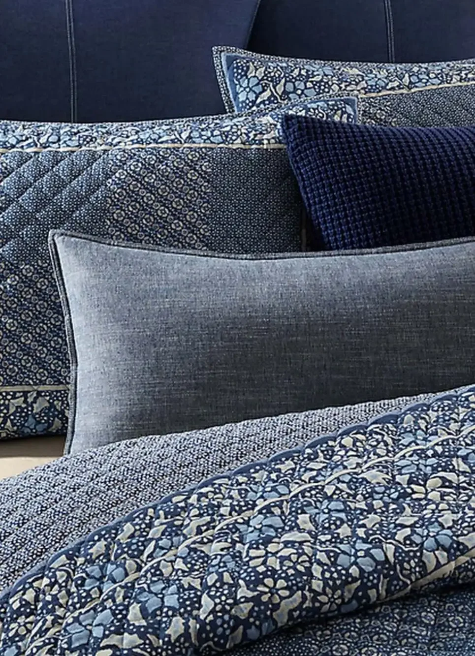 Ralph Lauren Penwood Indigo Multi Patchwork 100% Cotton Quilt King NEW SEALED - Picture 4 of 8